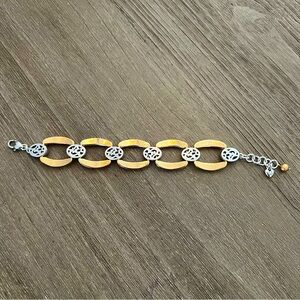 Brighton Sensation Chunky Link Chain Bracelet Two Tone Hammered Metal